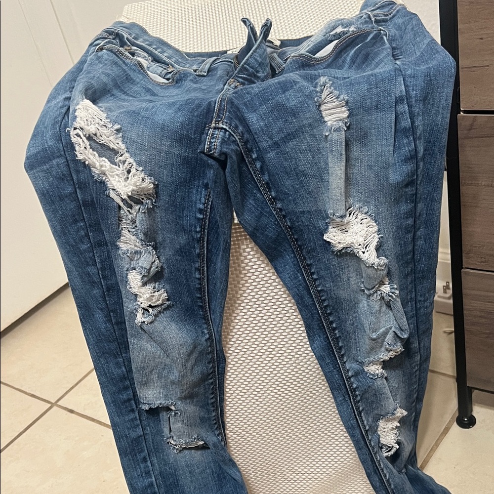 Mudd Women's Distressed Skinny Jeans in Blue